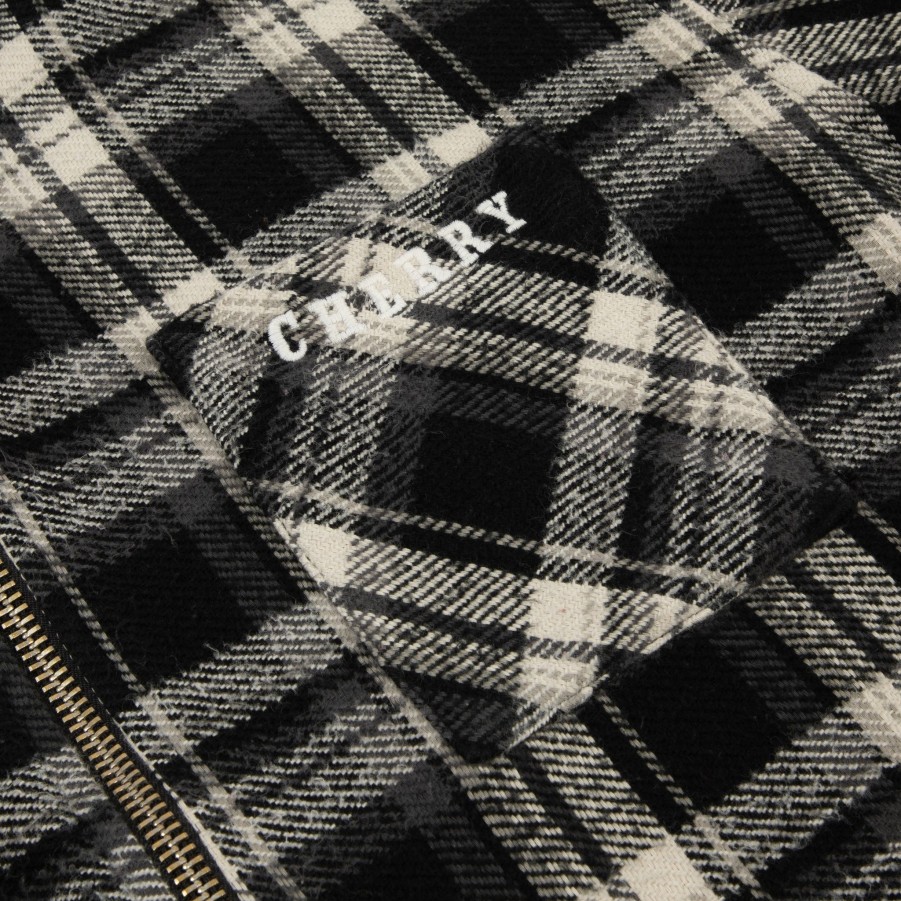 Online Cherry LA Chaqueta Estilo Camisa Con Cremallera A Cuadros (Negro)