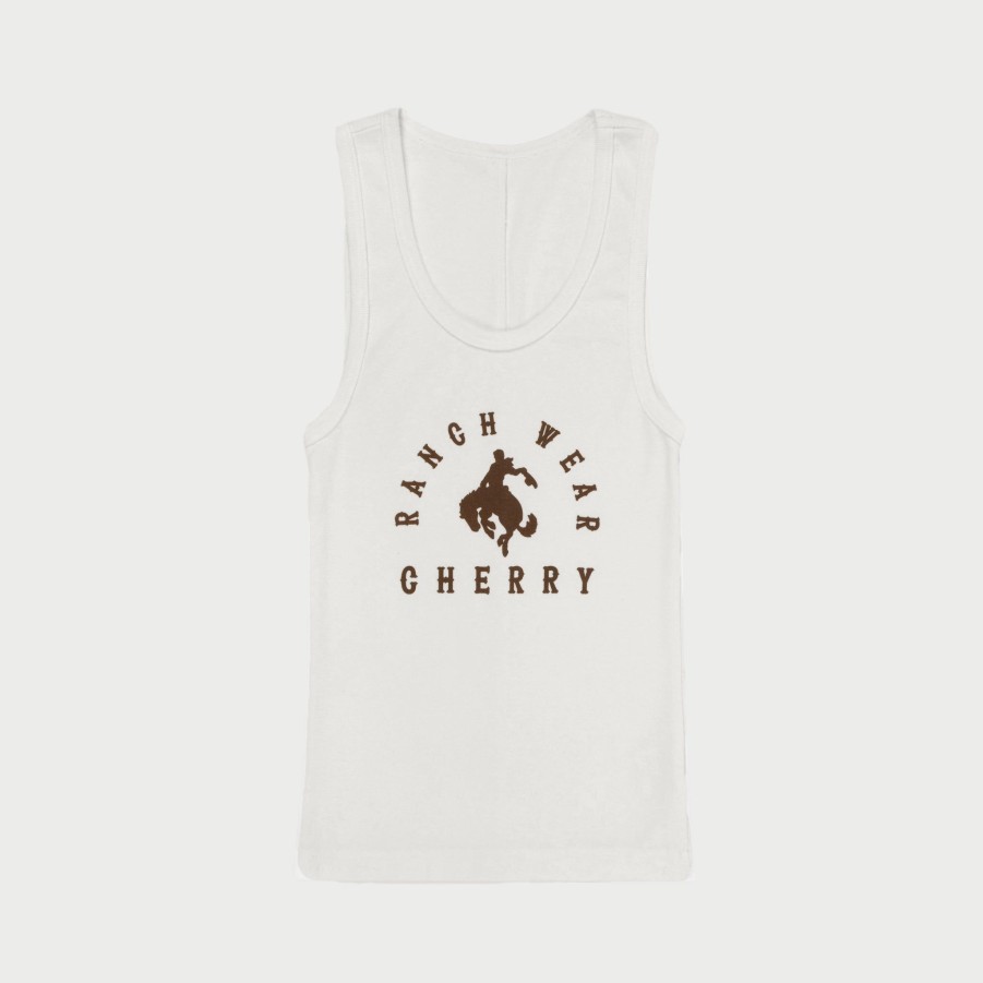 Online Cherry LA Camiseta Sin Mangas Ranch Wear (Blanco Vintage)