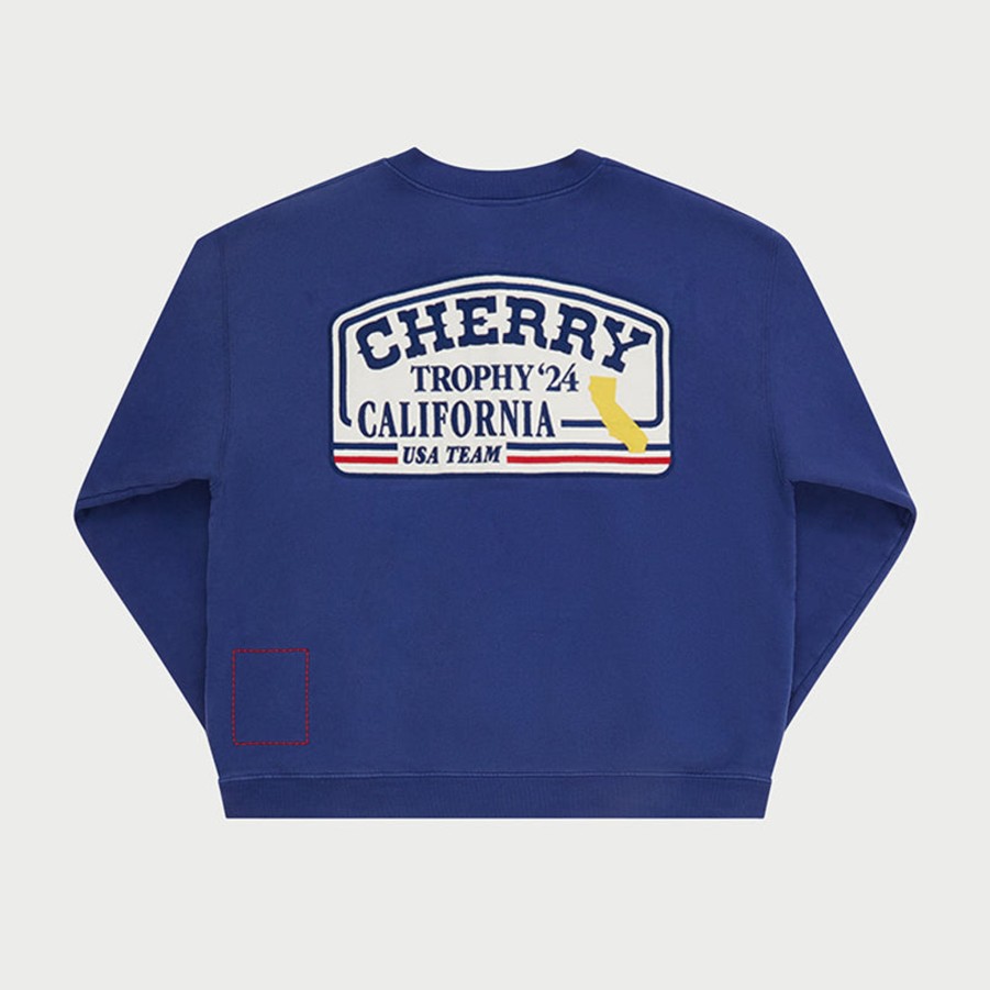 Clearance Cherry LA Trophy Henley Crewneck (Real)