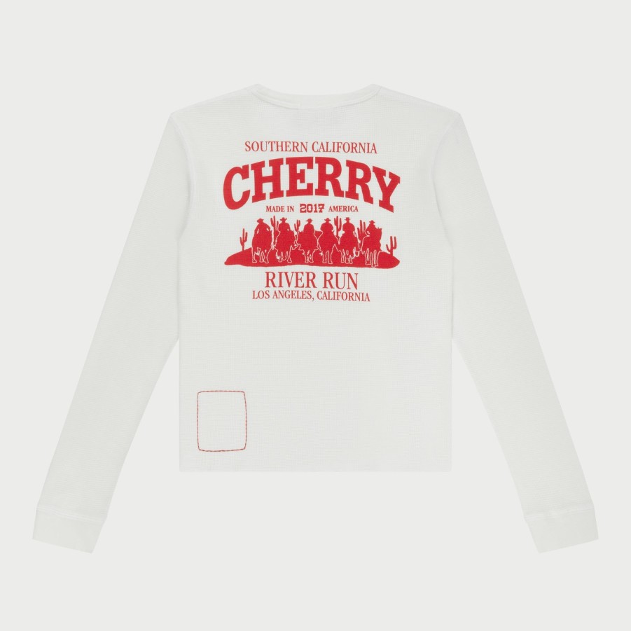 Clearance Cherry LA Camiseta Termica De Manga Larga Para Mujer (Blanca)