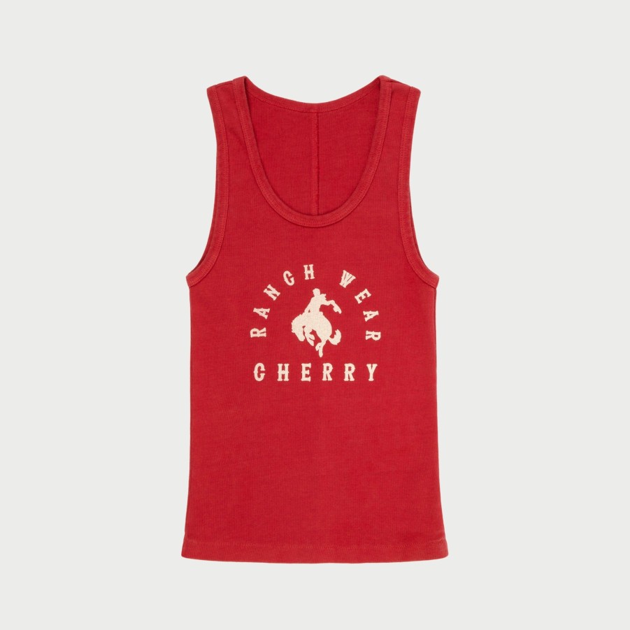 Online Cherry LA Camiseta Sin Mangas Ranch Wear (Rojo Vintage)