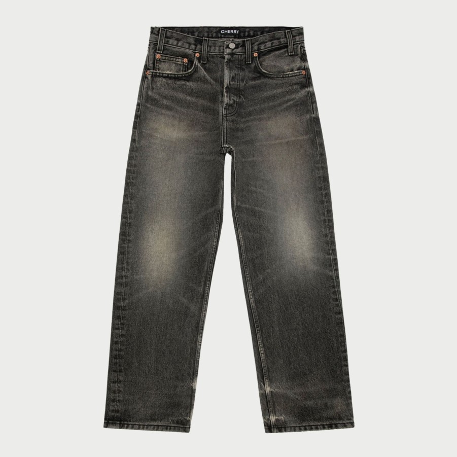 Hot Cherry LA Denim De Pierna Ancha Con 5 Bolsillos (Gris)