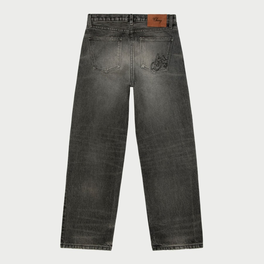 Hot Cherry LA Denim De Pierna Ancha Con 5 Bolsillos (Gris)
