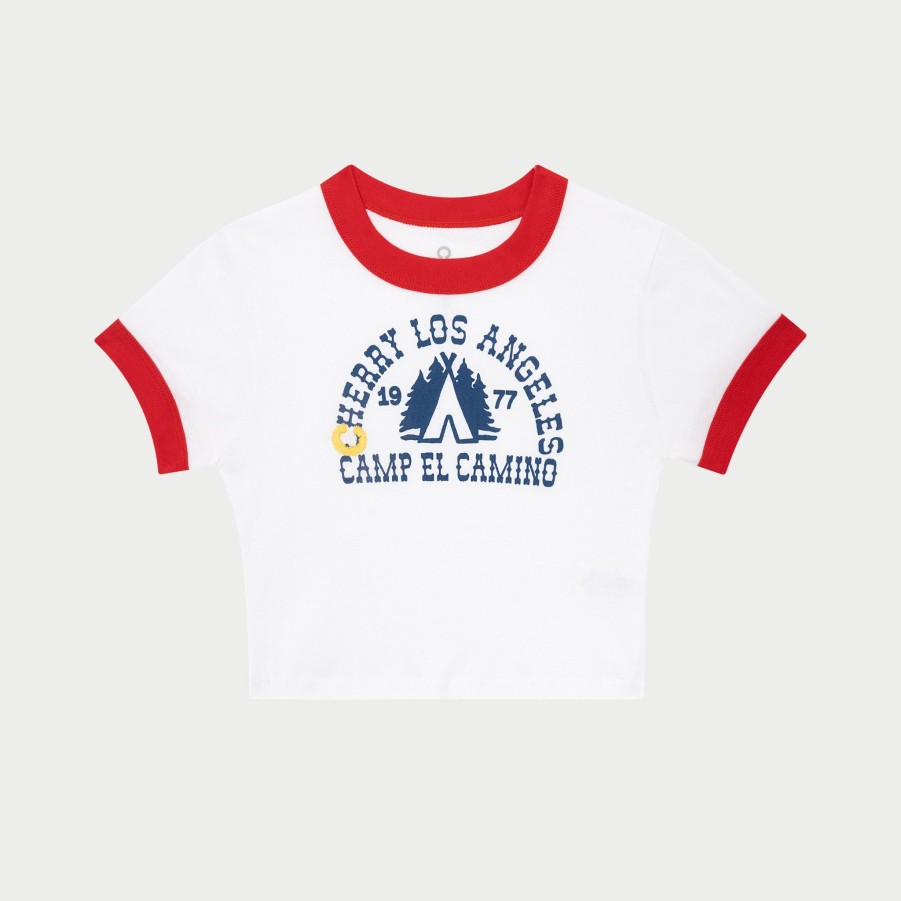 Online Cherry LA Camiseta Para Bebe Camp Ringer (Blanco/Rojo)