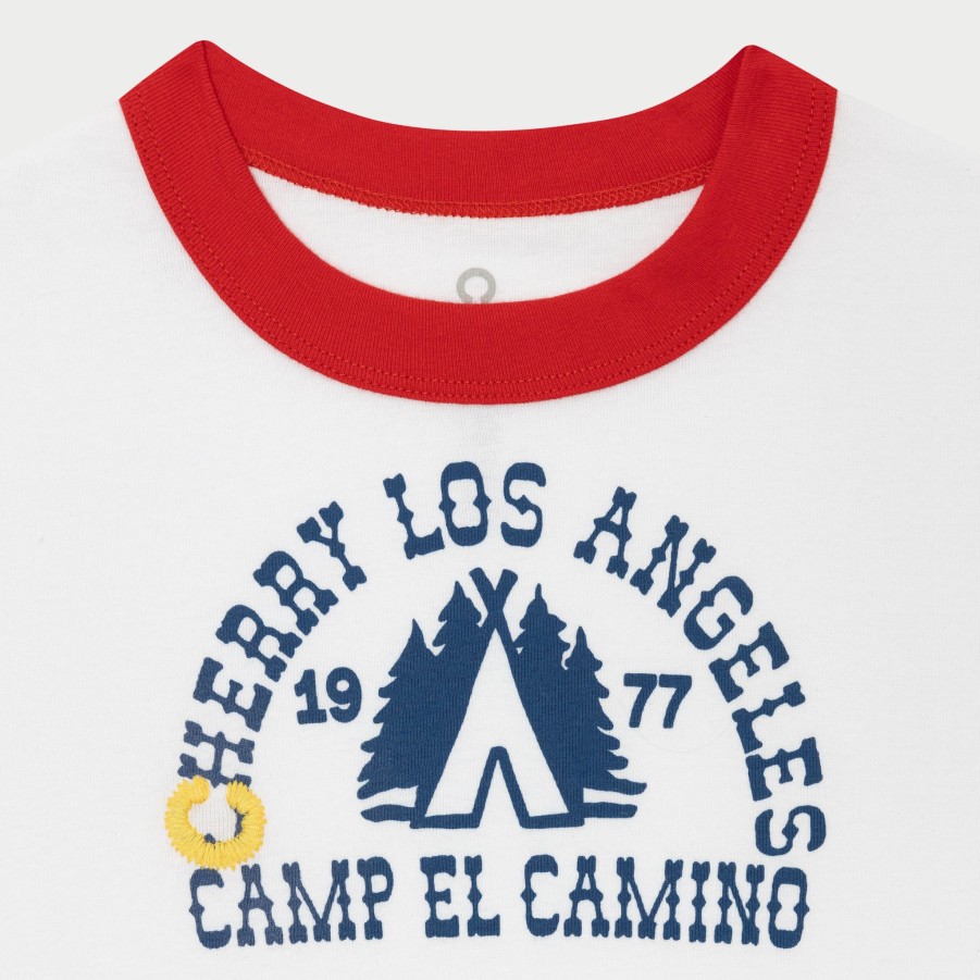 Online Cherry LA Camiseta Para Bebe Camp Ringer (Blanco/Rojo)