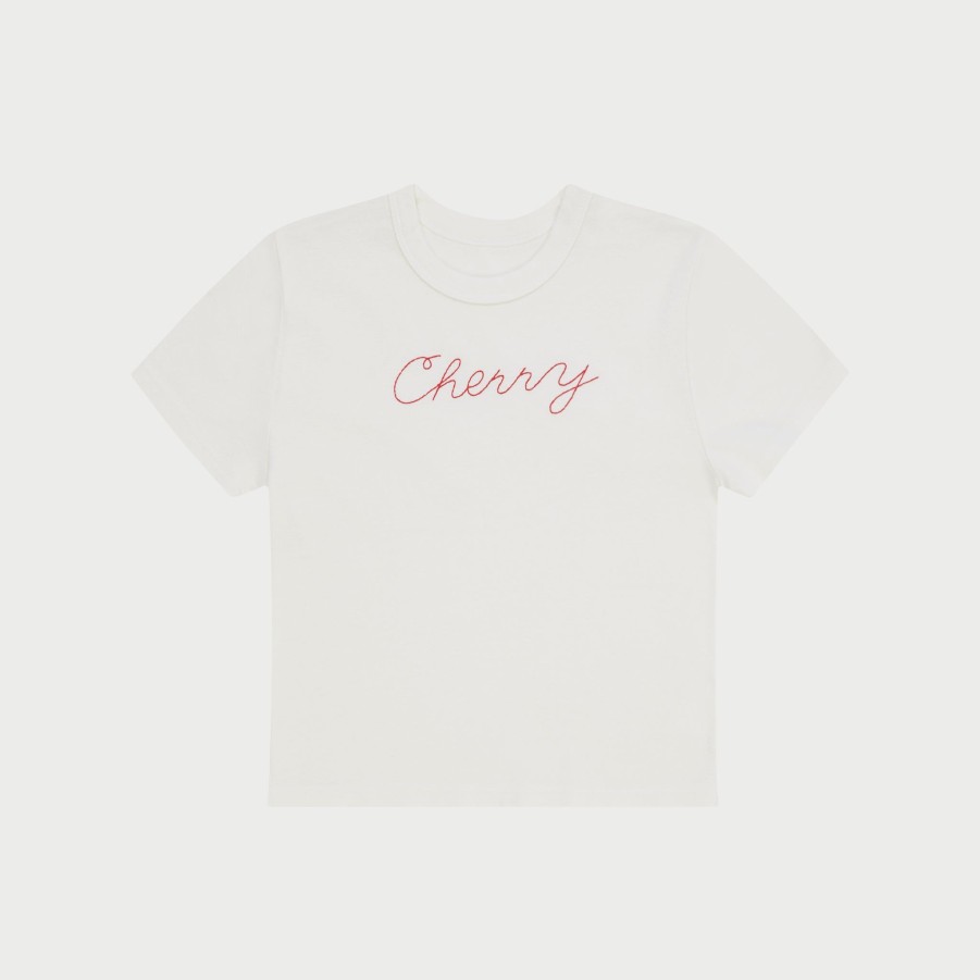 Hot Cherry LA Camiseta Para Bebe De Punto De Cadena (Blanco Vintage)