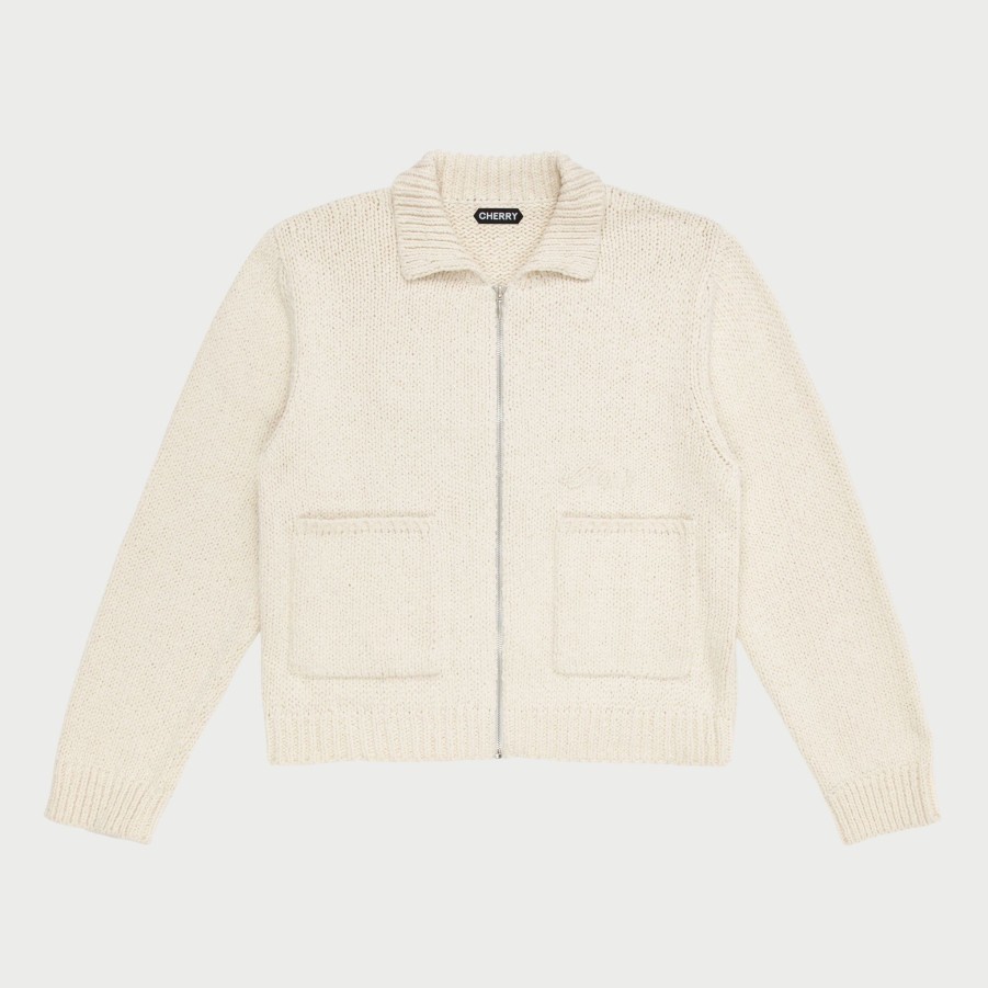 Online Cherry LA Chaqueta Club De Punto De Algodon (Crema)